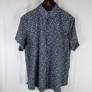 Mizzen + Main Leeward‎ Short Sleeve Button Down Floral Shirt Medium Standard Fit